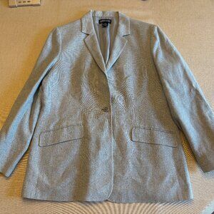 LANDS' END Women's Size 10 Light Blue Single Button Blazer Linen/Cotton/Silk